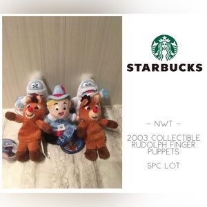 🆕STARBUCKS - NWT - 5PCS - 2003 HOLIDAY COLLECTIBLE RUDOLPH FINGER PUPPETS